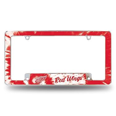 Imagem de Rico Industries NHL Detroit Red Wings Tie Dye 30,48 cm x 15,24 cm Moldura de placa automotiva para carro/caminhão/SUV