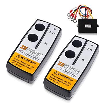 Imagem de ZESUPER Kit de controle remoto de guincho sem fio com receptor 2 peças monofone caminhão ATV UTV SUV 12V 30,5 m