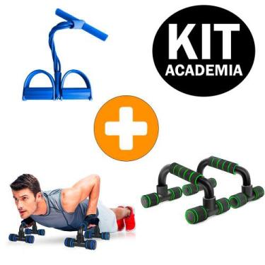 Imagem de Kit Barra de Apoio para Flexão Push UP + Elástico de Tensão com Apoio 