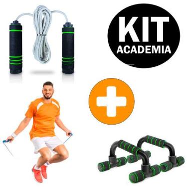 Imagem de Kit Barra de Apoio para Flexão Push UP + Corda De Pular Profissional F