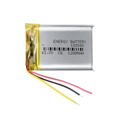 Imagem de bateria 3 fios recarregavel 3,7v 103040 com 1200mah 10mm de espessura x 30mm de largura x 40mm de comprimento