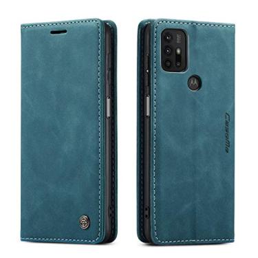 Imagem de Kowauri Capa flip para Motorola Moto G30, capa carteira de couro design clássico com slot para cartão e fecho magnético capa dobrável para Motorola Moto G30/Moto G10 (azul-petróleo)