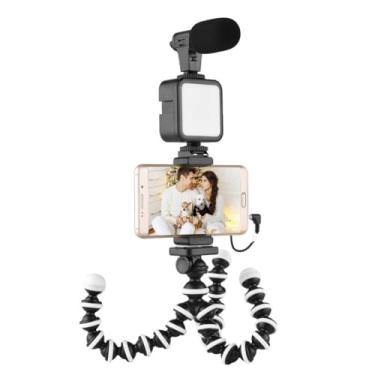 Imagem de Kit Tripé para Celular com Suporte e LED Integrado – Ideal para Filmagens e Gravação