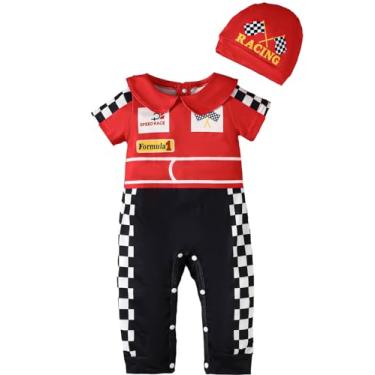 Imagem de Roupa de bebê recém-nascido macacão uniforme com chapéu, Vermelho, 0-3 Meses