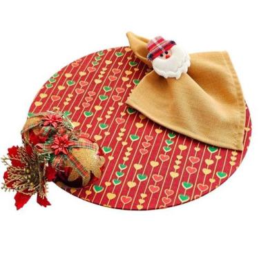 Imagem de Kit Natal: 4 Capas + Bases MDF + Guardanapos + Anéis Decorativos - Cri