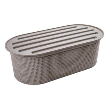 Imagem de Porta Pão Com Papa Migalha Migalheira com Tampa Plástico Plasutil Tear