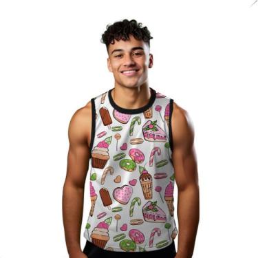 Imagem de Camiseta Regata Verão Estilo Moda Praia Donuts Doce Sorvete Bolo 1424 