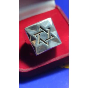 Imagem de Estrela Davi Anel Prata 950 / Topo 2 Cm X 2 Cm / Aro 10 mm - Maciço /F