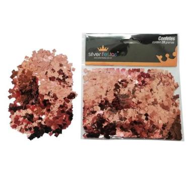 Imagem de Confetes p/ balão mini quadrado 20g silver, ROSE GOLD