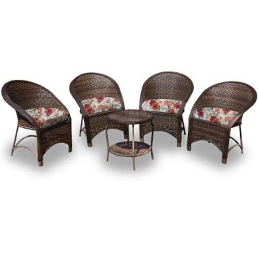 Imagem de Conjunto de Poltronas Fibra Sintética Miami - 4 Poltronas + 1 Mesa Cen