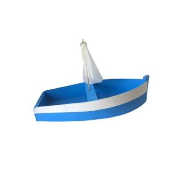 Imagem de Barco de madeira com bandeirinha Oferenda Iemanjá 30cm - Genérica