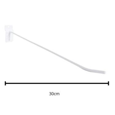Imagem de Kit com 30 Gancho Expositor P/ Painel Canaletado 30cm Branco - Bedetti