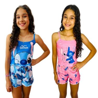 Imagem de Kit 2 Pijamas Infantil Feminino Stitch Roupa de Dormir Personagens  - 