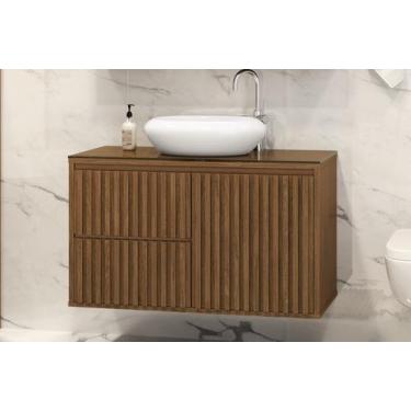 Imagem de Gabinete Ripado 80 c/ cuba de louça branca - Astral Design