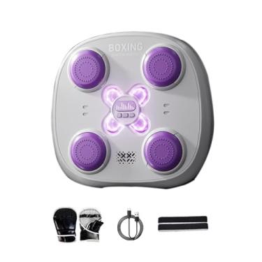 Imagem de menolana Máquina de boxe eletrônico, alvo de boxe fácil de instalar com treinador de perfuração interativo leve para fitness de kickboxing interno, Branco
