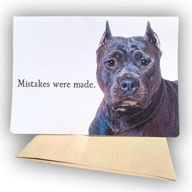 Imagem de Fava Bean Productions Cartão I'm Sorry, American Bully Card - Mistakes Were Made (1 cartão premium, 12,7 x 17,8 cm, mensagem fofa dentro) Cartão engraçado de desculpas - Sorry From the Dog - 339