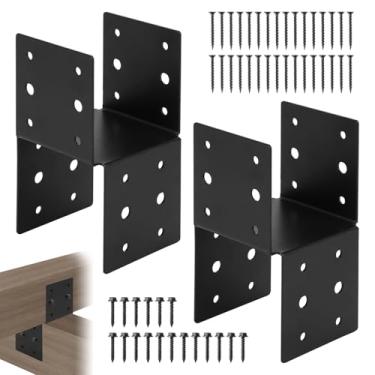 Imagem de Cskunxia 2Pcs Black Caps Tie Bracket, Conector de Âncora de Poste de Aço, Suportes de Suporte de Viga de Montagem para Postes de Madeira de 4"X4" com Parafusos, para Poste Em Deck de Madeira