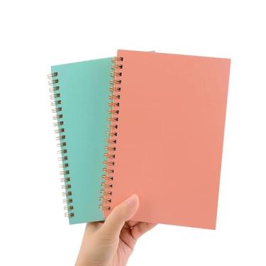 Imagem de DSTELIN Conjunto de caderno Sketch Coil, 120 páginas (60 folhas), pacote com 2 com 1 capa dura rosa e 1 verde, cartolina 1150GSM, 19 x 5,1 polegadas, papel 100GSM