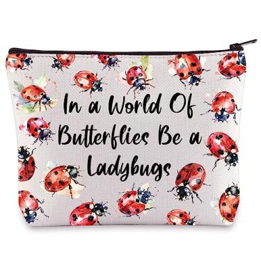 Imagem de BWWKTOP Bolsa de maquiagem cosmética joaninha presente para amantes de joaninhas em um mundo de borboletas Be A Ladybug maquiagem bolsa zíper bolsa joaninha mercadoria, Be a Ladybug, Bolsa