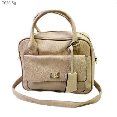 Imagem de Bolsa Feminina estilo Baú de Mão / Transversal 7666 - H2 Bolsas, Bege