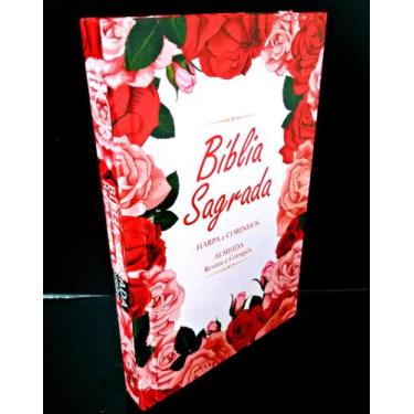 Imagem de Bíblia sagrada jovem vermelha evangelica harpa floral sk - CPP (CASA P