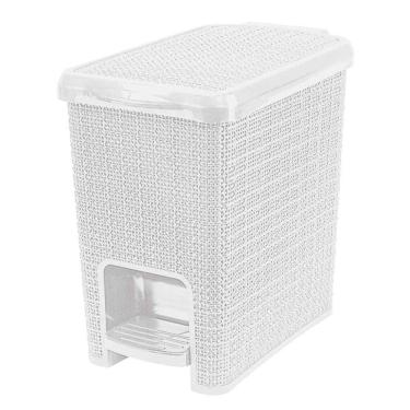 Imagem de Lixeira 6 Litros Retangular Juta Branca Com Pedal Nitron