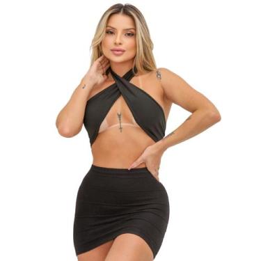 Imagem de Top Cruzado Feminino Cropped Transpassado Blusa Amarrar decote cruzado