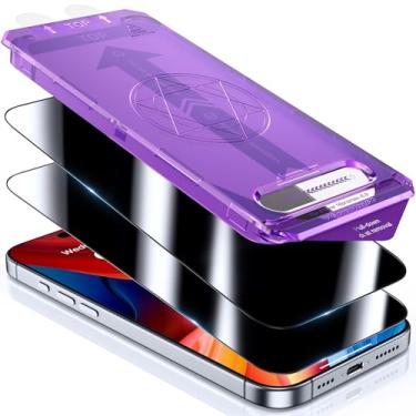 Imagem de UniqueMe Protetor de tela de privacidade para iPhone 16 Pro Max - [Kit de alinhamento automático] Protetor de tela 16 Pro Max Vidro temperado [Armadura de privacidade invisível] Cobertura total 3D