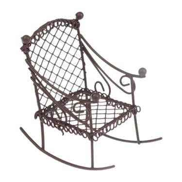 Imagem de Luwecf Cadeira de balanço em miniatura Tiny Creative, Sturdy, Dollhouse Furniture, Mini Chair Model for Photo Aps Doll Houses Fairy Garden, CafÉ