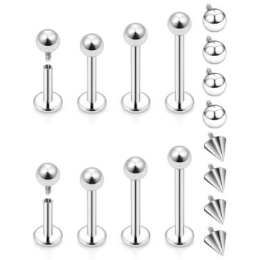Imagem de Lcolyoli Labret Piercing Joia Interna Roscada Cobra Bijuteria Anéis Labiais Aço Inoxidável 16G Medusa Monroe Piercing Labial Joias para Mulheres Homens Comprimento da Barra 6 mm 8 mm 10 mm 12 mm,