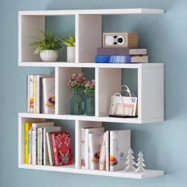 Imagem de Prateleira Decorativa de Parede, 90x90x15cm,Nichos, Branca, para Sala e Escritório