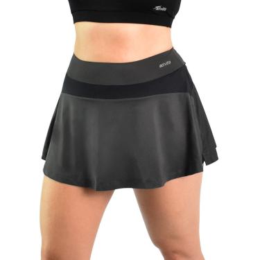 Imagem de Short Saia Feminino Activitta Esportivo Confortável Preto Grafite