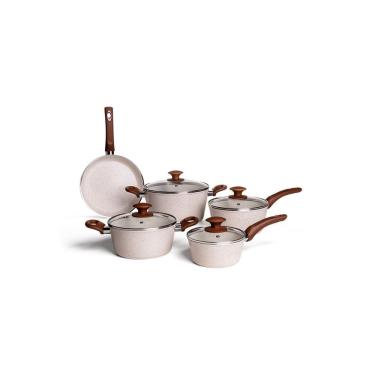 Imagem de Conjunto Panelas 5 Peças Brinox Ceramic Life Optima Com Indução Vanilla