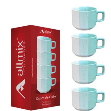Imagem de Conjunto De Xicaras Em Cerâmica  Verde Ternura 90ml 4 Unidades - ALLMI