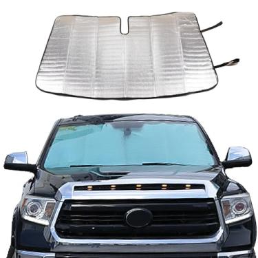 Imagem de LLKUANG Protetor solar de para-brisa de carro com blocos de proteção contra raios UV compatível com Toyota Tundra 2007-2021, protetor solar de vidro de janela completa para manter seu veículo fresco e