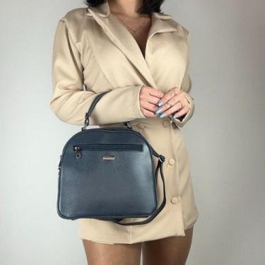 Imagem de Bolsa recuo em couro legitimo b.1015, Azul marinho