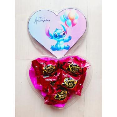 Imagem de Caixa Presente Coração com Bombons Sonho de Valsa  Tema Stitch Present