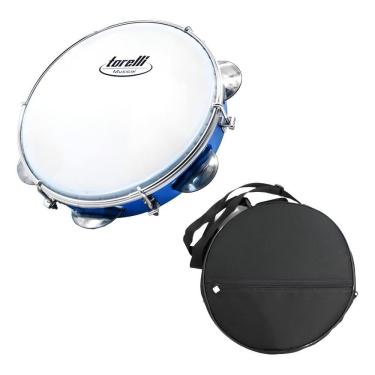Imagem de Pandeiro 8 Injetado Em Abs Torelli Azul Tp809 Com Capa Luxo