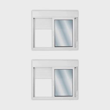 Imagem de Kit com 2 Janelas de Alumínio Persiana Integrada 140x150cm com Vidro Liso Linha Solida Mgm Branco
