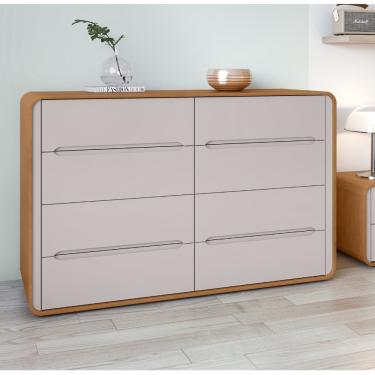 Imagem de Cômoda 8 Gavetas Loop II Lopas - Amendoa Clean/Off white
