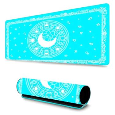 Imagem de Mouse Pad Gamer Profissional Confortavél Anti Derrapante Games e Escritório (80x40cm) Lua Temas (Azul Bebe)