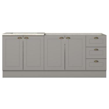 Imagem de Balcao Pia 120 cm Balcao Cooktop 80 cm Americana Cinza Calcare Henn, C