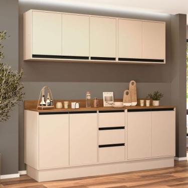 Imagem de Cozinha Completa Koya 9 Portas 3 Gavetas Creme - Politorno, Bege Claro