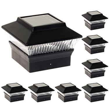 Imagem de Pacote com 8 lâmpadas quadradas de energia solar para postes de PVC 4 x 4 (preto)