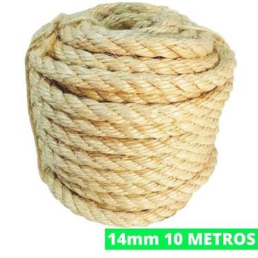 Imagem de Corda De Sisal Natural 14mm 10 Metros Resistente Trança Arranhador Gat