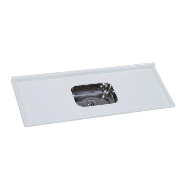 Imagem de Pia De Cozinha Em Mármore Sintético Com Cuba Em Aço Inox 150Cmx55Cm Aj Rorato Gelo