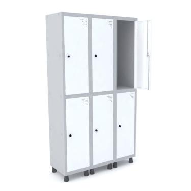 Imagem de Guarda Volume Roupeiro 6 Portas Aço Grp 503/6 Pandin Móveis Cinza/Branco
