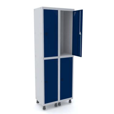 Imagem de Guarda Volume Roupeiro 4 Portas Aço Grp 502/4 Pandin Móveis Cinza/Azul Del Rey