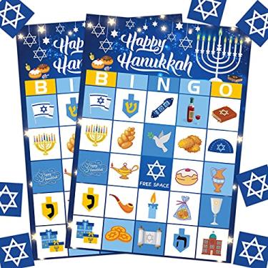 Imagem de BAYLAY Hanukkah Games Hanukkah Bingo Game Hanukkah Decorations Menorah Bingo Game Hanukkah Party Games Chanukah Party Decorations Happy Hanukkah Games Hanukkah Decor