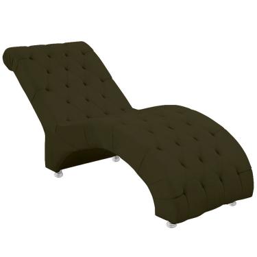 Imagem de Espreguiçadeira Recamier Divã Para Sala E Clínica Veludo Cor Chocolate